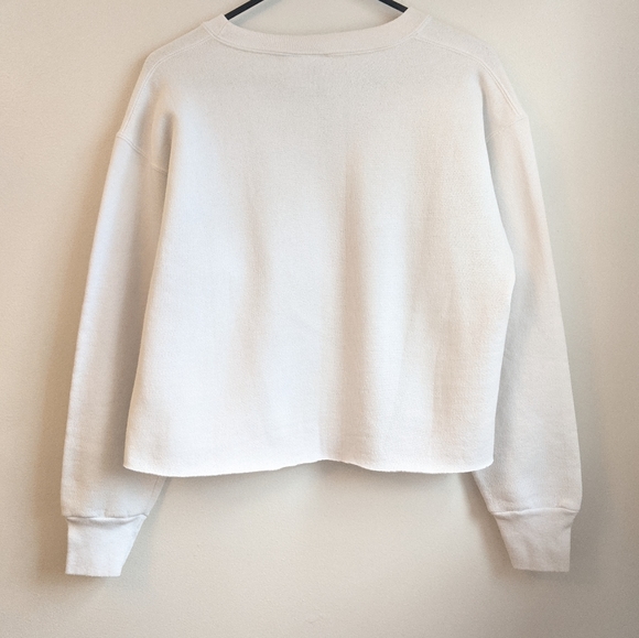 Vtg 80s White Grunge Cropped Oversized Sweatshirt - Picture 13 of 13
